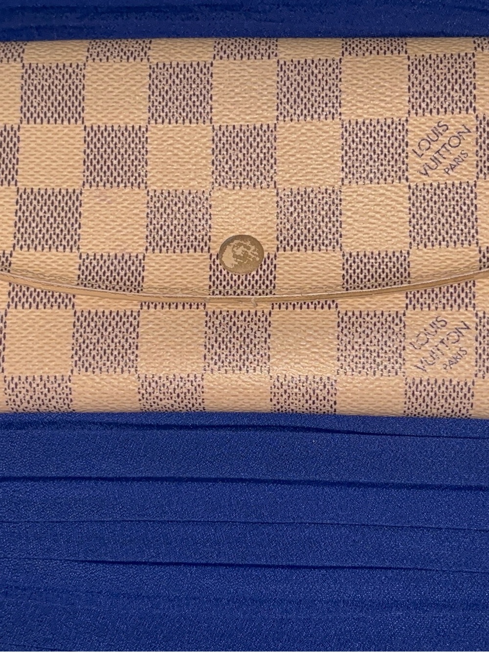 Louis Vuitton Damier Azur Check Canvas Wallet in Beige and Blue Accent